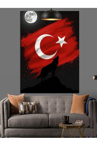 Kurt Ve Türk Bayrağı Dekoratif Kanvas - Mdf Ahşap Tablo