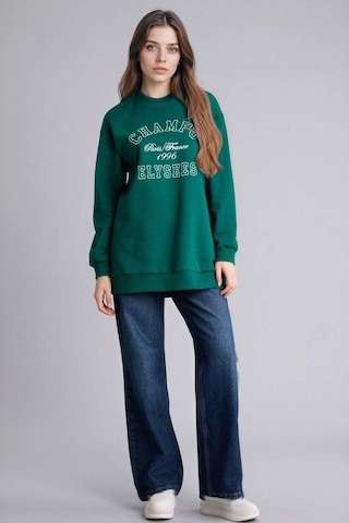 Defacto Regular Fıt Bisiklet Yaka Baskılı İçi Yumuşak Tüylü Sweatshirt Tunik F3088ax25wngn1041 Yeşil-gn1041
