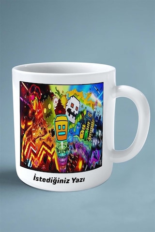 Geometry Dash Mobil Oyun Baskılı Kupa Bardak Çift Taraflı Baskı Kişiye Özel Model 1 Çok Renkli