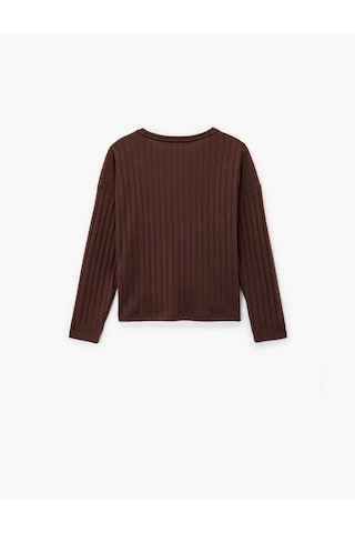 Koton Uzun Kollu Bisiklet Yaka Rahat Kalıp Pijama Üstü Bordo 6wlk40057mk Bordo