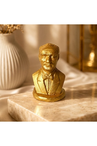 Bk Gift Gold Renk Lider Büstü 8 Cm Dekoratif Masa Üstü Heykel Biblo