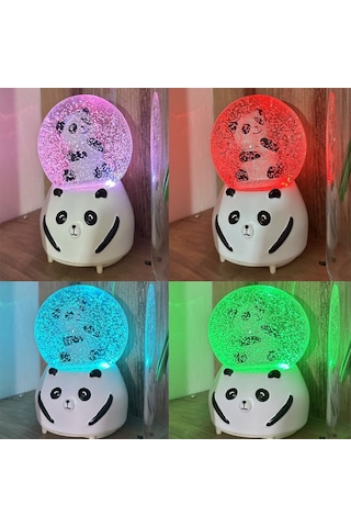 Panda Figürlü Işıklı Müzikli Büyük Boy Kar Küresi Dekoratif Siyah