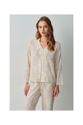 Suwen Wild Gömlek Yaka Pijama Takımı Wsh105101521463 Timsah Desenli