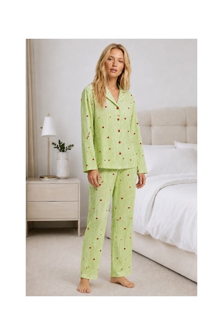 Fit Women Kadın Ev Giyimi Rahat Yeşil Pijama Takımı 4660