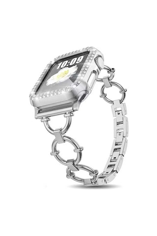 Apple Uyumlu Watch 7 45 MM Krd-56 Halka Tasarım Metal Kordon