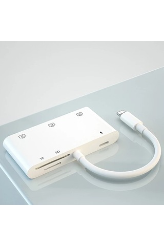 Ally iPhone Uyumlu Lightning To Tfsd Card Reader Usb 3.kamera Adaptörü- 5775 Renkli