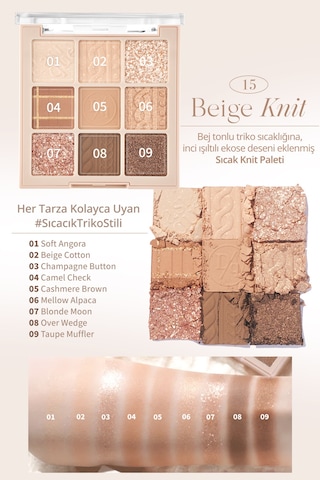 Dasique Mat Ve Işıltılı Renk Seçenekleri Sunan Far Paleti Shadow Palette 15 Beige Knit 15 Beige Knit