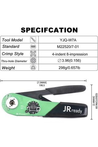 Jrready Yjq-w7a M22520/7-01 Pin Sıkma Aleti Crımp Tools