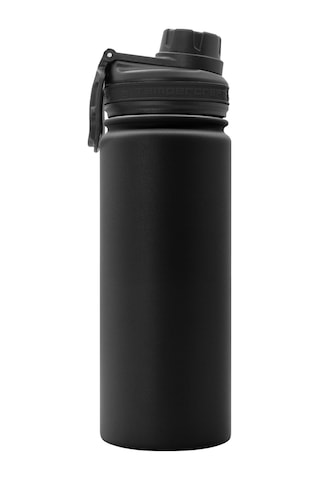 18 Oz Vakum Yalıtımlı Spor Şişesi Özel Lazer Oyulmuş Seçenekler Paslanmaz Çelik, Çift Duvarlı, Geniş Ağız Siyah - Boş Siyah