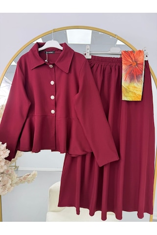Lovie Moda Kadın Ceketli Takım Bordo