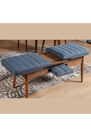 Ahşap Açılır Bench Ceviz Lacivert
