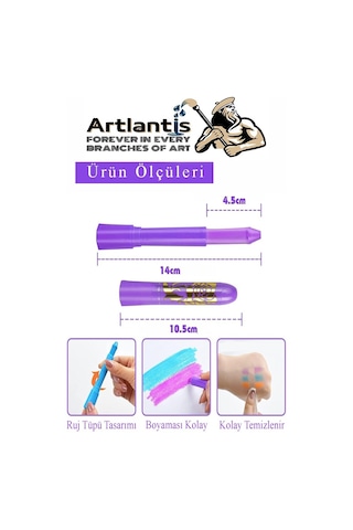 Yüz Boyası 10 Renk 1 Paket Face Paint Çevirmeli Yüz Kalemi Kolay Temizlenen Canlı Renkler Çok Renkli