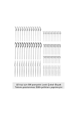 Karaca  316 Premium Look Platin 12 Kişilik 84 Parça Çatal Kaşık Bıçak Takımı