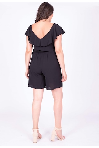 Myline Kadın Yakası Volanlı Tulum 34859 Siyah