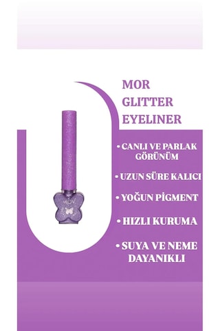 Mov Glitter Eyeliner Mor Parlak Kalem Eyeliner, Suya & Tere Dayanıklı 007 Purple