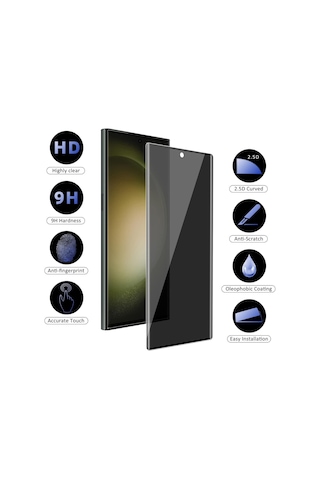 Samsung Galaxy S25 Ultra İle Uyumlu Hayalet Gizlilik Filtreli Privacy 9h Cam Ekran Koruyucu