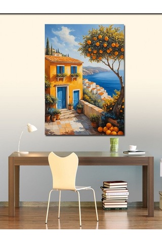 Kanvas Tablo Mavi Kapılı Sahil Evi 70cmx100cm