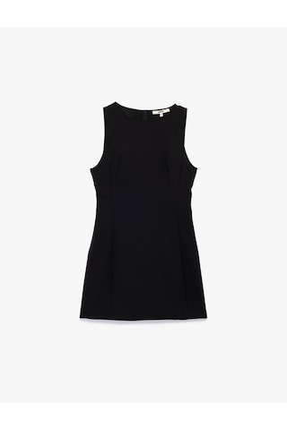 Koton Slim Fit Kolsuz Bisiklet Yaka Mini Elbise Siyah 6wak80004pw Siyah