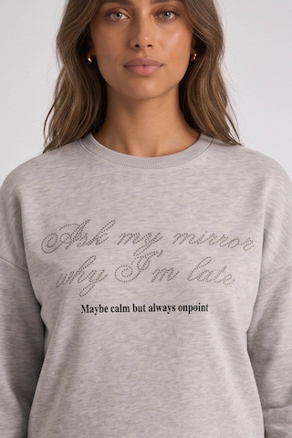 Fashion Friends Taşlı Gri Kadın Sweatshirt 26k0225k1