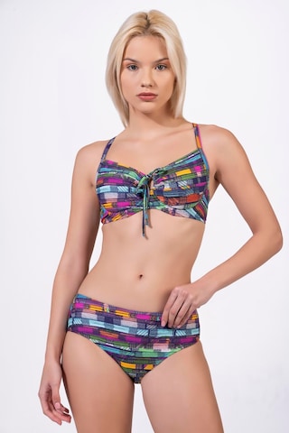 Endeep Kadın Çizgi Desenli Özel Lurex Kumaşlı Balenli Destekli Bikini Takımı Mavi