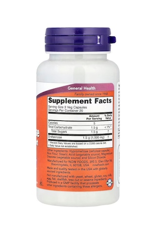 Now Foods D-mannose Healthy Urinary Tract 500 Mg 60 Veg Caps