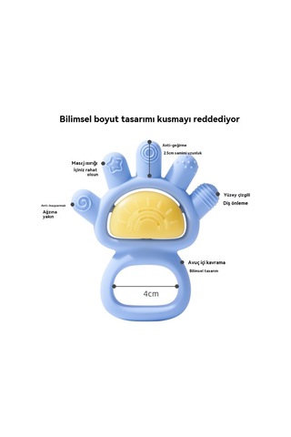 Jian Fan Bebek Silikon Palmiye Zil El Zil Oyuncak Mavi