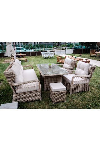 Vrv Garden Bahçe Mobilyası Rattan Balkon Bahçe Teras Oturma Grupları,masa Sandalye Takımları Rattan Takım Kahverengi