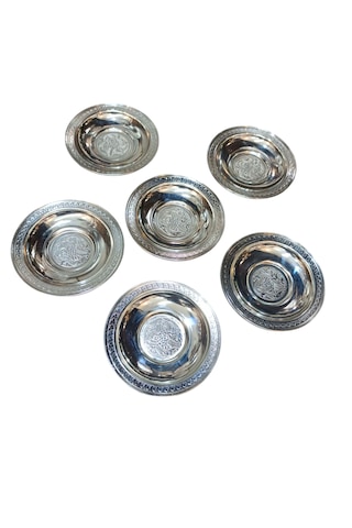 Bardak Altlığı Seti Bakır Bardak Tabağı 6 Adet Çay Bardağı Altlık