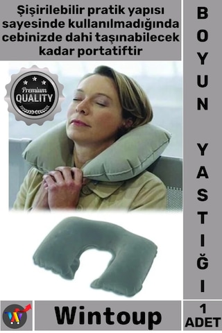 Boyunluk Şişme Travel Neck Pillow Konforlu Ergonomik Portatif Uçak Otobüs Seyahat Yastığı Boyunluk