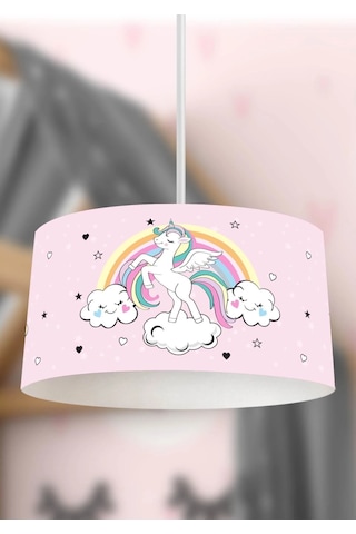 Genç Çocuk Ve Bebek Odası Sihirli Unicorn Çocuk Sarkıt Avize Beyaz