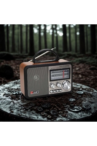 River World Radyo Nostaljik Retro Ahşap Tasarım Bluetooth Hoparlörlü Şarjlı Orta Boy