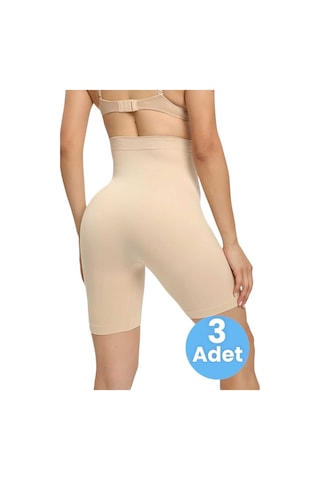 Uniquetrenders Kadın Toparlayıcı Dikişsiz Klasik Korse 3'lü Set Ten Rengi