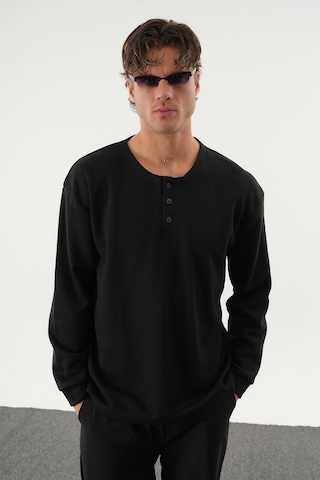Redline Taren Oversize Erkek Kışlık Düğmeli Sweatshirt SIYAH