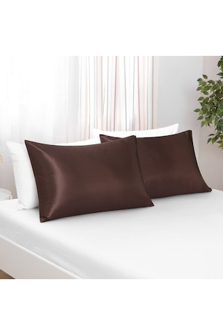 Kahverengi Ipek Saten Yastık Kılıfı 50 X 70 2'Li N11.1058 Kahverengi Ipek Saten Yastık Kılıfı 50 X 70 2'Li N11.1058