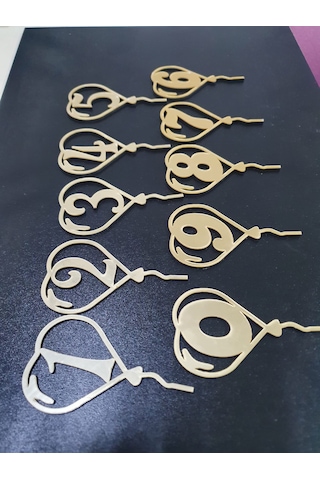 Sayılar Aynalı Gold Pleksi Pasta Süsü Lazer Kesim Her Biri 12x7 Cm