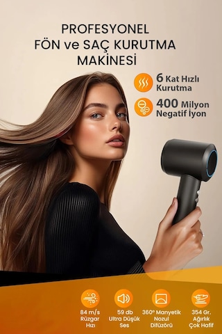 X116 Ultra İyonlu Saç Kurutma Makinesi Ultra Sessiz Ve Hızlı Kurutma Siyah - 688836332