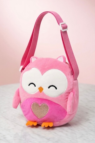 Mollycrush Kız Çocuk Pembe Baykuş Figürlü Peluş Çanta Sevimli Ayarlanabilir Askılı Omuz Ve Çapraz Çanta Pembe