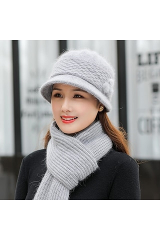 Arion Hs-01x Şık Şapka/bere Ve Atkı Takımı Gri