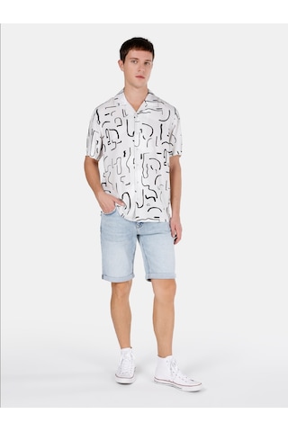 Colin's Colins Normal Kesim Shirt Yaka Baskılı Bej Erkek Kısa Kol Gömlek Cl1068114 Cl1068114 Q1.v1 Beı Bej