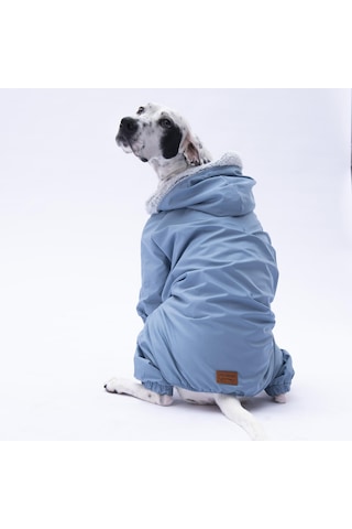 Gri Kürklü Orta Büyük Tulum Yağmurluk Köpek Kıyafeti Köpek Yağmurluğu 18-40 Kg Arası Orta Büyük Irklar