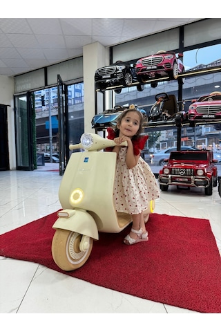 Oyuncak Sepetim Vespa Akülü Motorsiklet 3-10yaş Bej