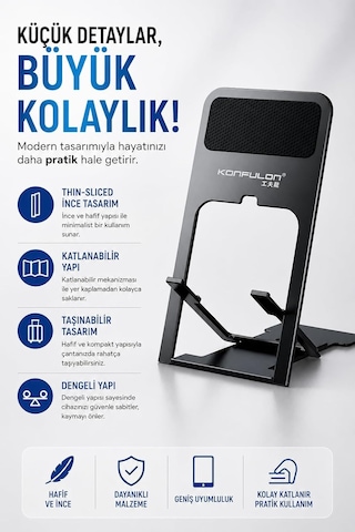 Coverzone Thin-sliced Ent İnce Katlanabilir Masaüstü Telefon Standı, Evrensel Mobil Cihaz Desteği, Kaymaz Ve Dengeli Yapı, Taşınabilir, Gelişmiş Mühendislik Plastik Üretim Konfulon Cm25