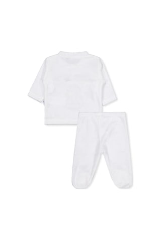 Albimini Minidamla Filli Nakış Patikli 2li 1-6 Ay Pijama Takımı - Ekru