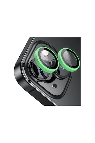 Buff Apple Uyumlu iPhone 15 / 15 Plus Neon Metal Lens Koruyucu Yeşil