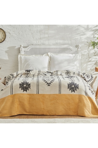 Karaca Home Raya Tek Kişilik Pamuklu Battaniye Hardal Renkli