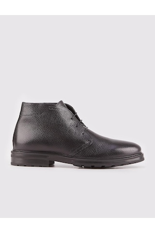 Cabani Hakiki Deri Siyah Bağcıklı Erkek Günlük Bot Siyah