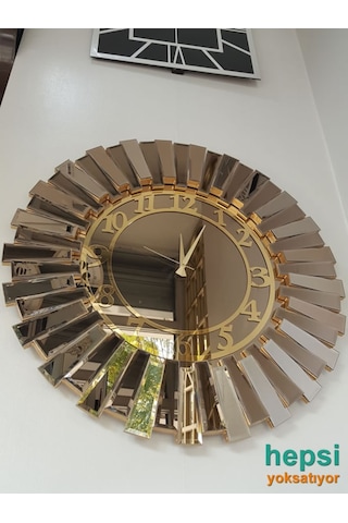 Güneş Golden Latin Bronze Altın Bronz 85 Cm Aynalı Duvar Saati
