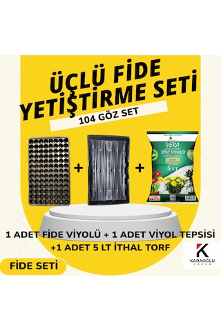 Fide Viyolü Viyol Tepsisi Ithal Torf Üçlü Set Fide Yetiştirme Seti Seçim Yapınız 104 Göz Yuvarlak
