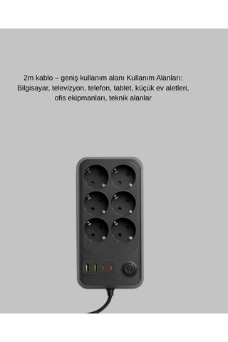 Mey İthalat 6lı Priz Çok Renkli