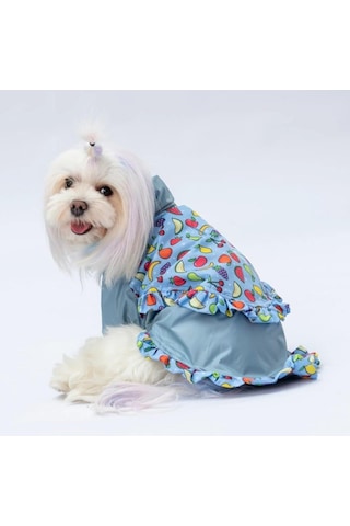 Pawstar Gri Victoria Polarlı Su Geçirmez Küçük Irk Köpek Yağmurluğu